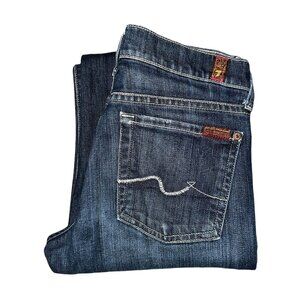 7 For All Mankind 7FAM Straight Leg Jeans Womens 27 33 Medium Wash Embroidered